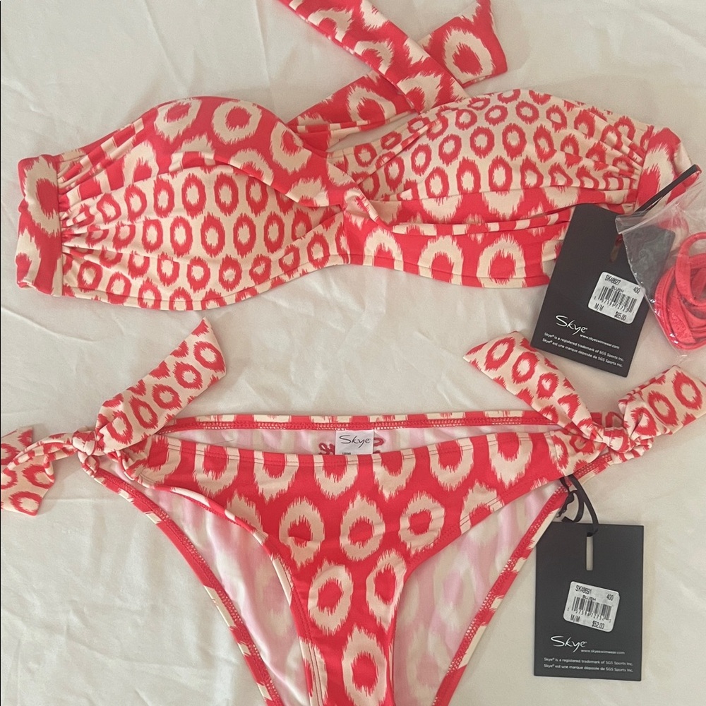 Sky Blush and White Bikini Set